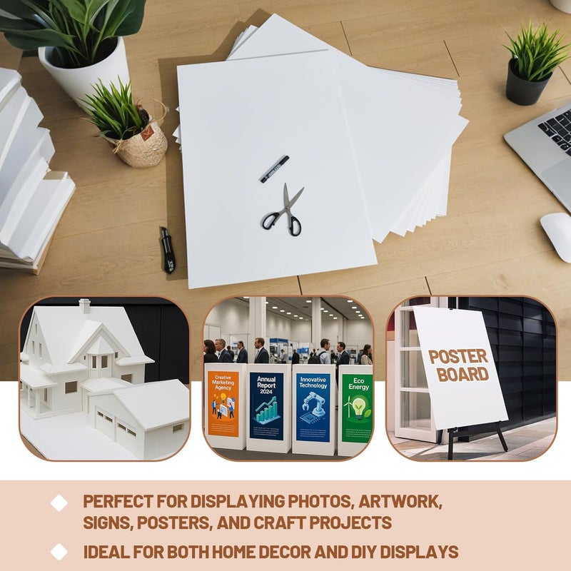 Pushglossy 25 Sheets Self Adhesive Foam Board 18 x 24 x 3/16" White Self-Adhesive Tack Foam Boards Large Free Mounting Poster for Crafts Presentation Vision Board Signboard and Party Decorations - Image 3